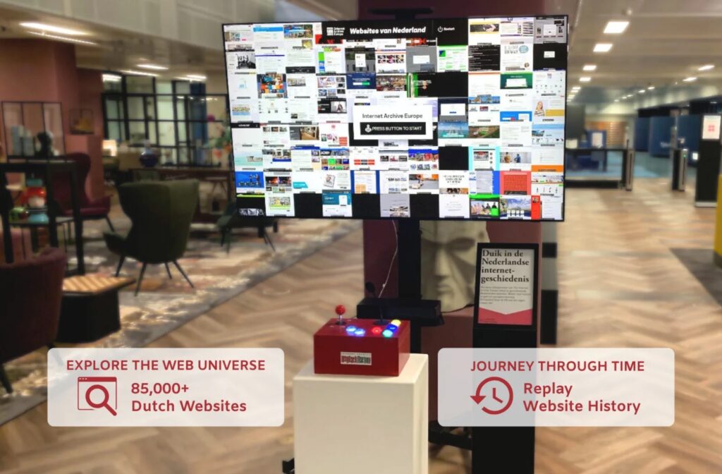 screen showing thumbnail images of websites and a gaming joystick to navigate.